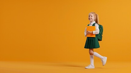 Schoolgirls Joyful Step