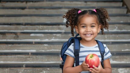 Fototapeta premium A Bright Smile On The Way To School