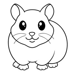 cute little cartoon hamster line art vector illustration