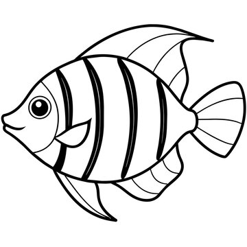 recommend clip art: Fish tropical line art vector illustration
