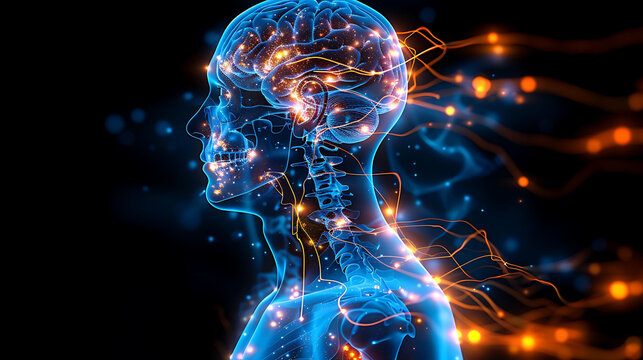 Man Tourette syndrome glowing depiction of the brain showing areas involved in tics and involuntary movements
