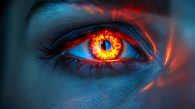 Man uveitis glowing depiction of the eye showing inflammation of the uveal tract