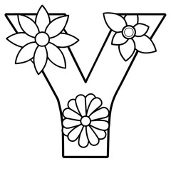 Floral alphabet letter vector illustration