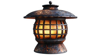 photo of a garden lantern isolated on a white background.
