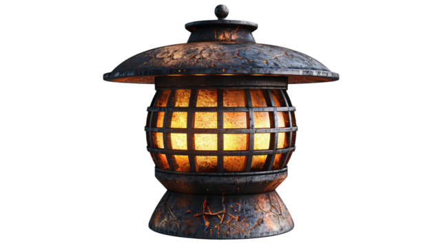 photo of a garden lantern isolated on a white background.