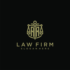 AR initial monogram logo for lawfirm with scale vector design