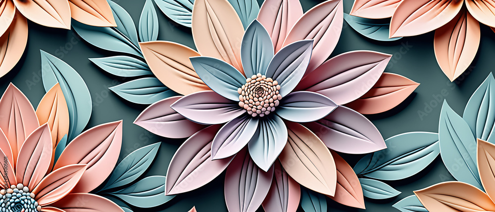 Sticker Abstract floral design in pastel colors for prints, postcards or wallpaper.