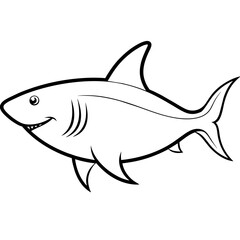 Shark line art vector illustration