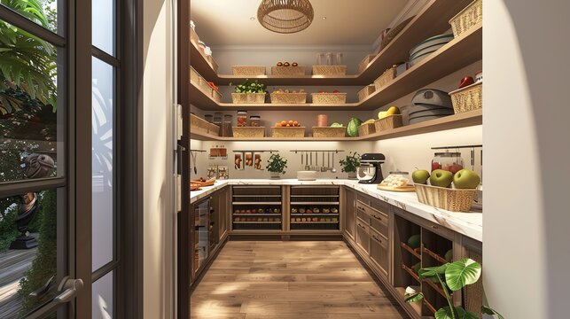 A pantry with custom storage bins