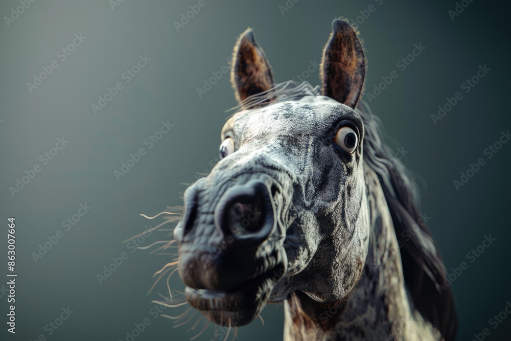 Poster a close-up shot of a horse's face with a blurred background