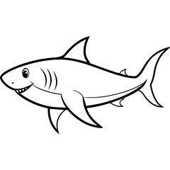 Shark line art vector illustration