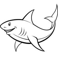 Fototapeta premium Shark line art vector illustration