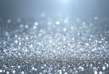 Fototapeta premium Sparkling silver glitter texture with a soft bokeh effect. Perfect for backgrounds, overlays, or adding a touch of glamour and shine to designs.