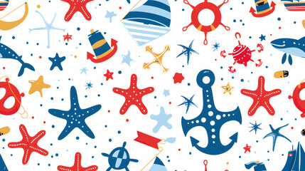 Obraz premium Sea life collection pattern
