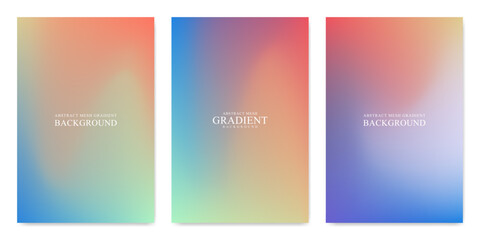 Naklejka premium Collection abstract colorful liquid background. Gradient mesh. Effect bright color blend. Modern design template for card, banner, poster, social media, promotion background