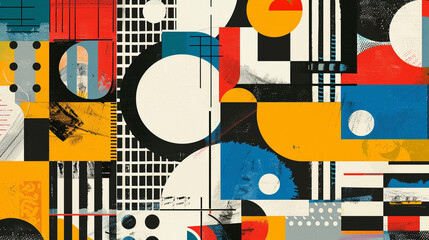 Obraz premium Bauhaus Seamless Pattern Cubism abstract wallpaper. Modern Abstract wallpapers and backgrounds. Cubism abstract wallpaper