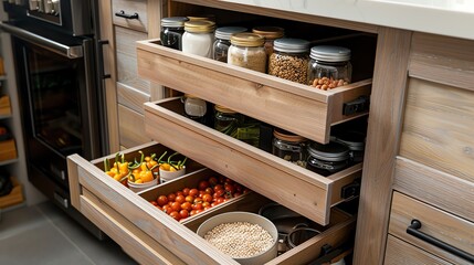 A pantry with sliding storage solutions
