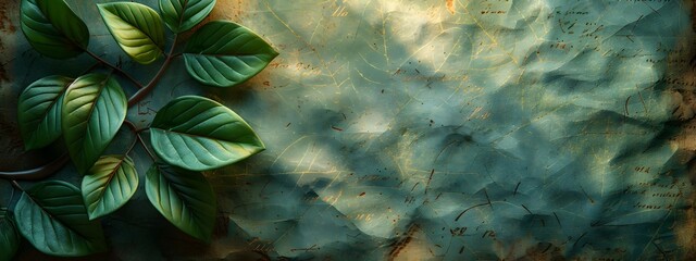 Elegant Sustainability Concept with Leaves on Financial Documents Highlighting Green Growth and