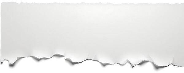 Torn piece of white paper with rough edges. Perfect for adding a touch of grunge or DIY to designs, or as a placeholder for text or images.