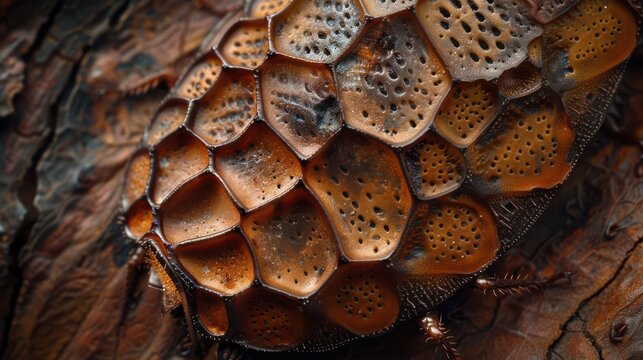 Closeup of a cockroach egg case with detailed texture, cockroach egg case, insect reproduction