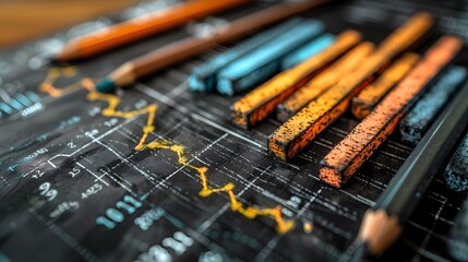 Overlapping Bar Graph Concept for Sustainable Business Finance in Expressionist Charcoal Sketch