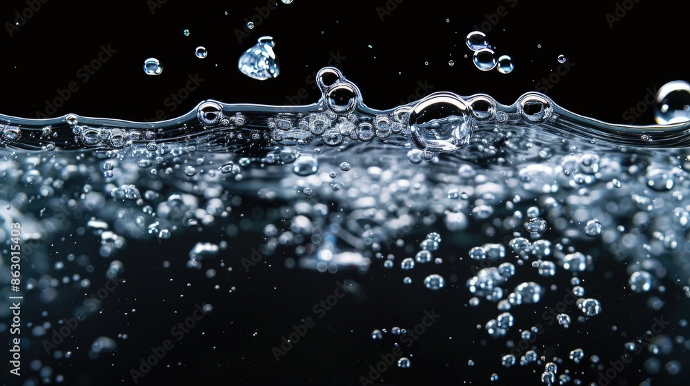 Aufkleber close-up of water bubbles on a dark surface, perfect for abstract backgrounds and design elements