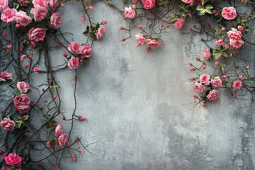 A beautiful wall covered in pink flowers and vines