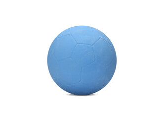 blue textured rubber football isolated on white background