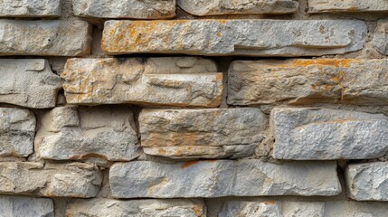 Naklejka premium Rugged stone wall featuring distinct groove lines and natural variations in texture