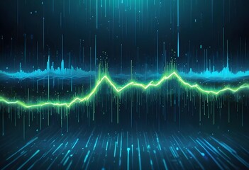 Blue digital binary data on the computer screen background. Generative AI