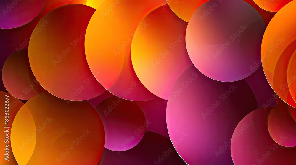 Poster abstract background with overlapping circles in red, orange and pink
