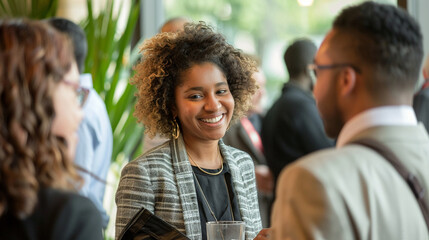Business professionals attending a networking event to build connections.