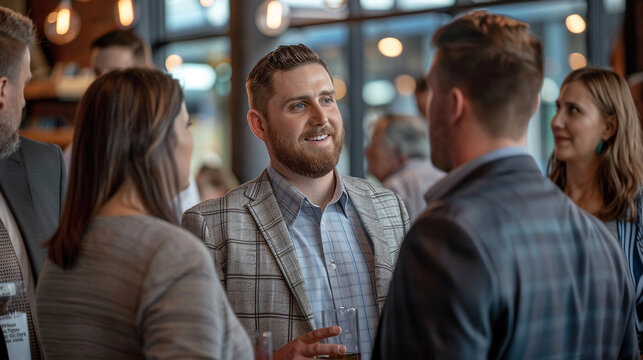 Business professionals attending a networking event to build connections.