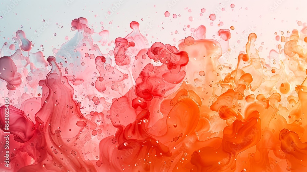 Poster a close-up shot of colorful watercolor splashes on a canvas, blending to create a dreamy abstract ar