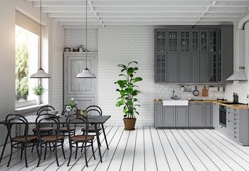 modern kitchen interior.