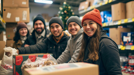 Obraz premium Community members volunteering for charitable initiatives to give back on the New Year.
