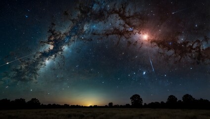 Fototapeta premium Cosmic rays streaked through the universe, unseen messengers from distant realms ai_generated