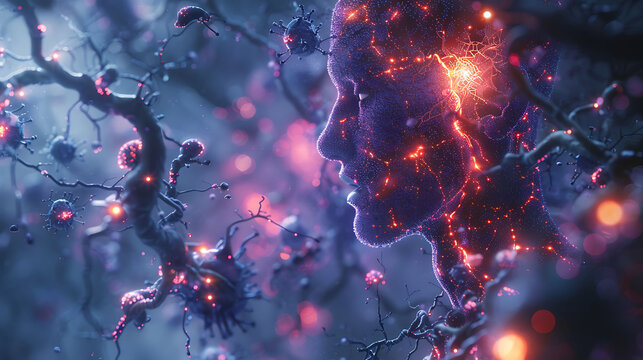 Immune health visualization Individual lupus glowing depiction of immune system attacking healthy tissues