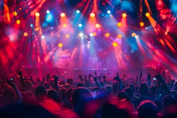 Electrifying Concert with Vibrant Light Show and Enthusiastic Crowd