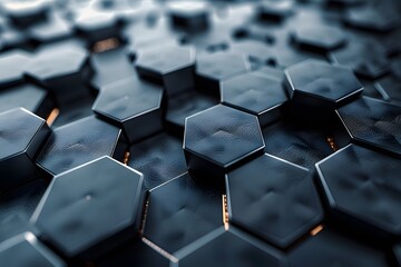 Obraz premium Close-Up of Hexagonal Patterned Surface with Metallic Texture
