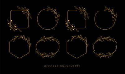 Collection of hand drawn floral frames.