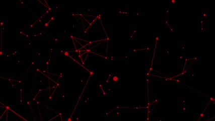 A  backdrop of red dots connected by thin glowing lines network  elegant molecular with black background.
