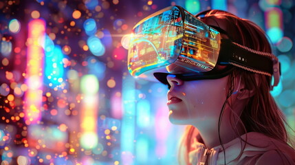 kid with virtual reality VR, Metaverse digital