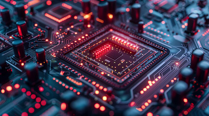 Obraz premium Quantum computing technology concept with futuristic computer processor.