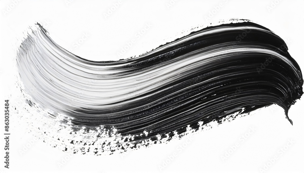 Wall mural wavy textured line created by black paint on a white background