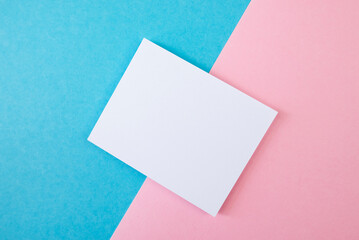 blank sticker in blue pink background. place for text.