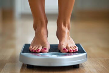 Close-Up of Feet on a Digital Scale