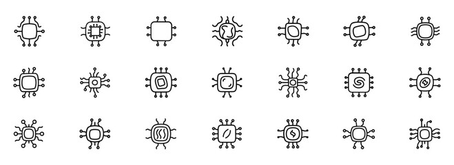 Set of chip icons isolated on white background