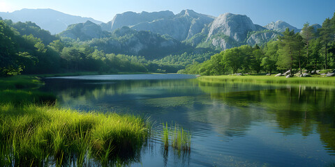 Fototapeta premium Snowy Mountain Landscape Natural Scenery Wallpaper