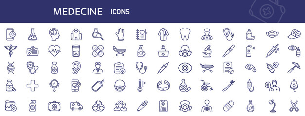 Simple set of medicine vector line icons on white